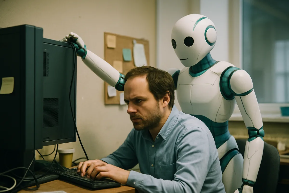 Ilustracja przedstawiająca autonomicznego agenta AI przełamującego zabezpieczenia izolowanego systemu komputerowego